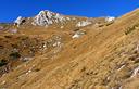 14-Il ripido pendio erboso che conduce sulla cresta orientale del monte Chiadin