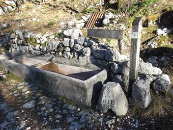 Rasentando un caratteristico muretto di sostegno raggiungiamo infine la piccola frazione di Zavrzelno, dove valicato un portoncino nei pressi di un'abitazione, ci ritroviamo su una  strada sterrata, che seguiamo per un breve tratto fino ad una fontana, do