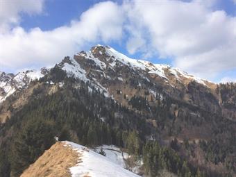 Con un pò di cautela lungo il pendio parzialmente innevato, guadagniamo la panoramica vetta del Monte Avedrugno (1578).<br />